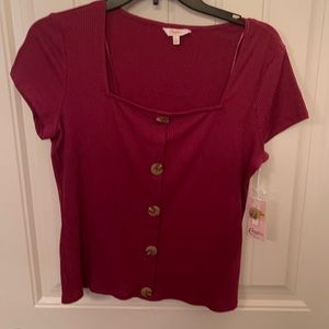 Candies Large Merlot Shirt NWT